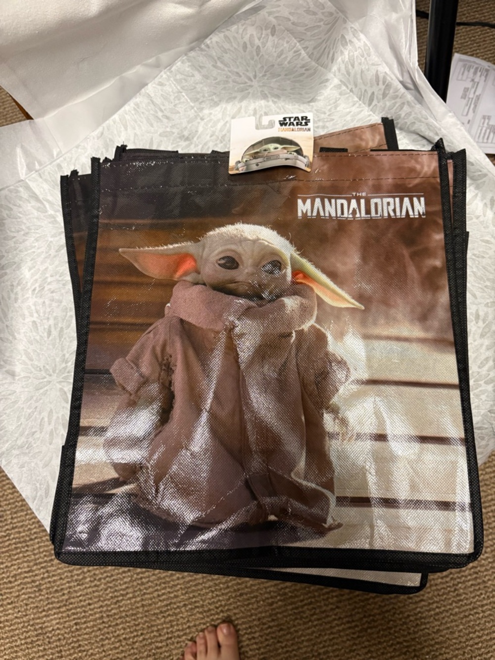 The Mandalorian Grogu Reusable Tote Bag — Brown & Green 11 tote  bags